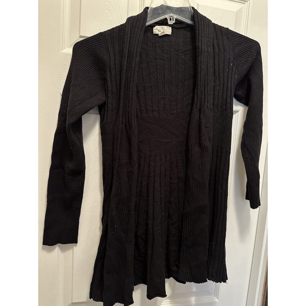 Magnolia Grace Large Black Cardigan Open Front, long flowy bottom long sleeve L